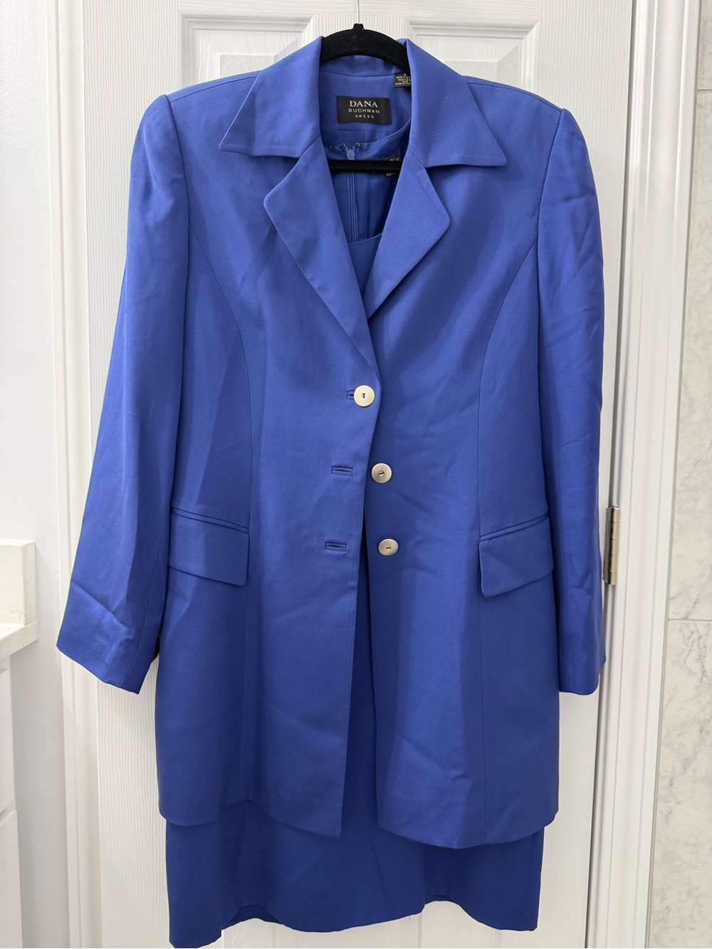 Vintage (pre-2008) Dana Bachman 100% Silk Cobalt Blue Tailored Blazer & Dress